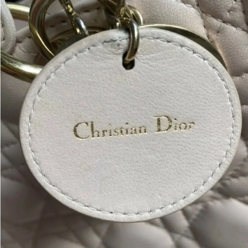 Christian Dior gray quilted leather cannage handbag - Picture 8 of 11